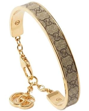 Gucci Bangle Bracelet With Double G Charm - Metallic