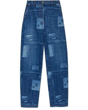 【関税&送料込】Palm Angels Paris Jeans Wide Palm Angels Palm tree-print Jeans | Blue | FARFETCH