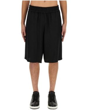 Moschino Logo-Patch Crepe Shorts - Black