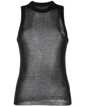 Low Classic Semi-Sheer Sleeveless Top - Black
