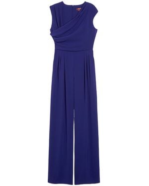 Max Mara Studio Ruched Sleeveless Jumpsuit - Blue