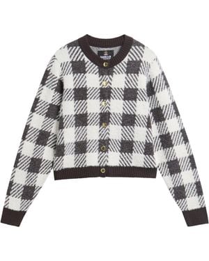 Barbour Gingham Check Knit Cardigan - Grey