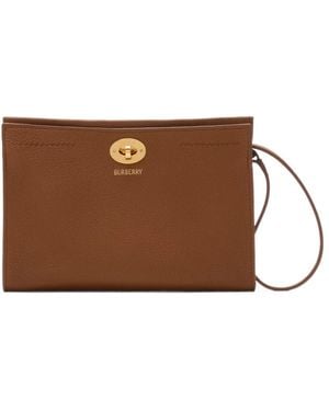 Burberry Logo Printed Twist-Lock Crossbody Bag - Brown