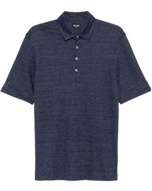 ZEGNA Button-Up Polo Shirt - Blue