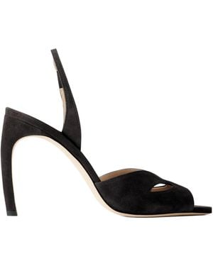 Victoria Beckham Harlow Mask Suede Sandals - Black