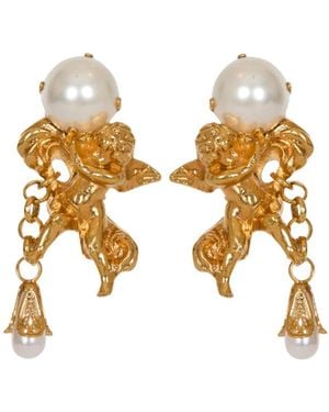 Balmain Embellished Clip On Earrings - Metallic