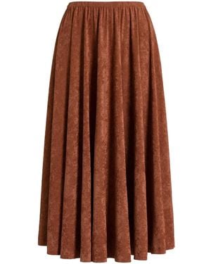 Alberta Ferretti Pleated Midi Skirt - Brown