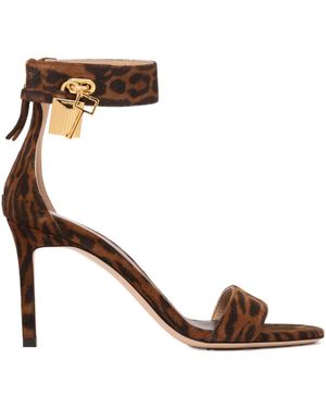 Tom Ford Leopard Patterned Zip Detailed Sandals - Brown