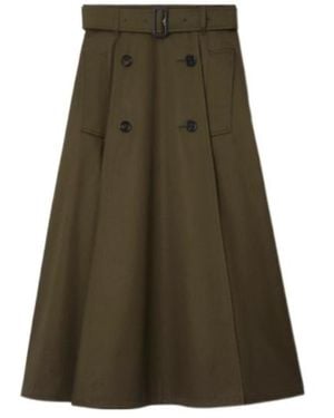 Burberry Gabardine Trench Midi Skirt - Green