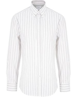 Brunello Cucinelli Long-Sleeved Striped Shirt - White