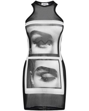 Jean Paul Gaultier Eyes Lips Mini Dress - Black