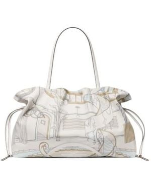 Tory Burch Top Handle, Top Zipper Closure, Chain Shoulder Strap - White