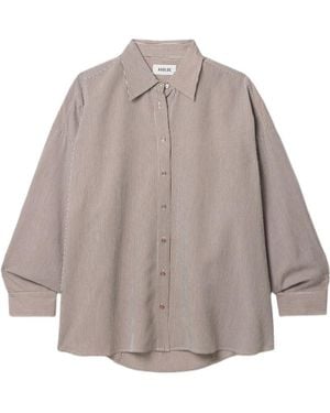 Agolde Striped Button-Down Shirt - Gray