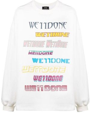 we11done Logo Printed Long-Sleeved Sweatshirt - White