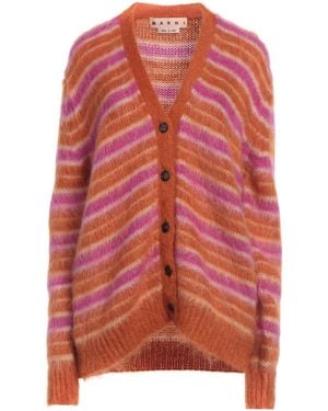 Marni Striped Knitted Cardigan - Red