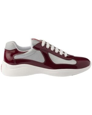 Prada Linea Rossa Patent Leather And Technical Fabric Prada America's Cup Trainers - Brown