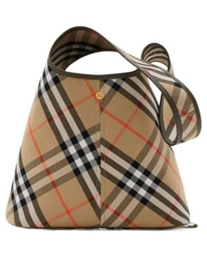 Burberry Check Printed Hobo Bag - Metallic