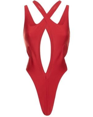 Mugler Lycra Cut Out One Piece Swimsuit - Red