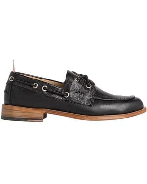 Thom Browne Lace-Up Boat Shoes - Black
