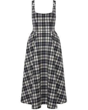 Alessandra Rich Check Medium Length Dress - White