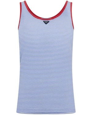 Prada Slim-Fit Striped Tank Top - Blue
