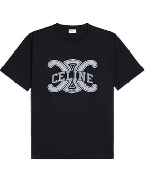 Celine Crew Neck T-Shirt With Logo - Black