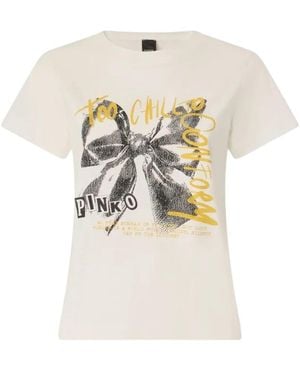 Pinko Too Chill To Conform Bow Print T-Shirt - White