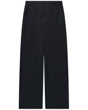 Giorgio Armani Embroidered Trouser Sera Regular Fit Satin Rhinestone Trim - Black