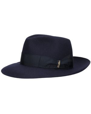 Borsalino Grosgrain-Trim Felt Fedora - Blue