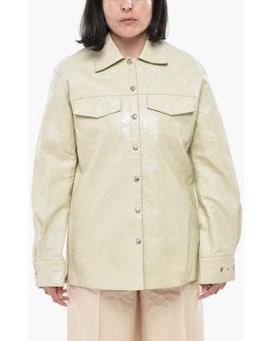 Off-White c/o Virgil Abloh Crinkled-Leather Shirt - Natural