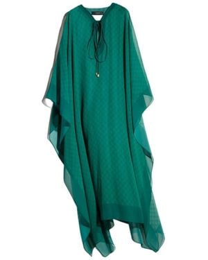 Gucci Gg Silk Georgette Cape Dress - Green