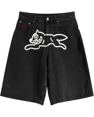 ICECREAM Running Dog Denim Shorts - Black