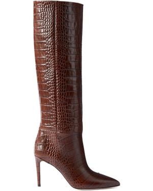 Paris Texas Stiletto 85 Croc-Effect Leather Knee Boots - Brown