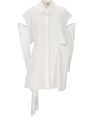 McQueen Cut-Out Detailed Shirt Dress - White
