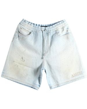 Amiri Crystals Denim Shorts - Blue