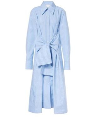 Jil Sander Pinstripe Cotton Shirt Dress - Blue