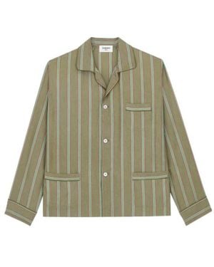 Saint Laurent Striped Button-Up Pyjama Top - Green