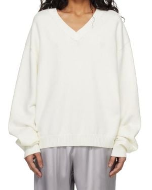 Skims Knitted Pullover V-Neck Jumper - White