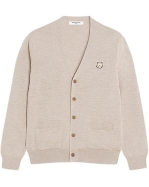 Maison Kitsuné V-Neck Knitted Cardigan - Natural