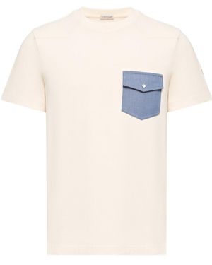 Moncler Cotton Jersey T-Shirt With Denim Pocket - White