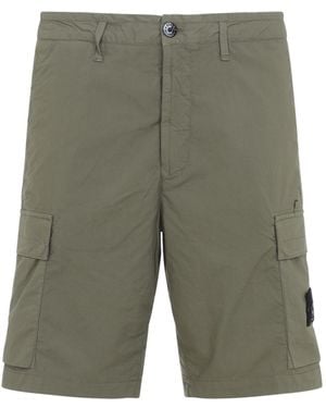Stone Island Logo Patch Cargo Shorts - Green