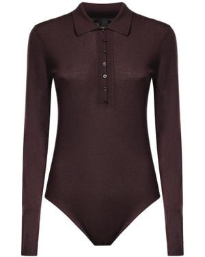 Pinko Long-Sleeve Buttoned Bodysuit - Purple