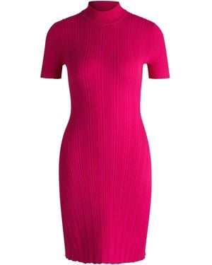 BOSS Ribbed Knit Midi Dress - Pink