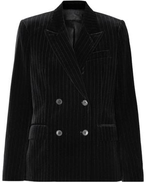 Nili Lotan Double-Breasted Metallic Striped Blazer - Black