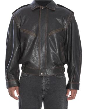 Saint Laurent Zip-Up Bomber Jacket - Grey