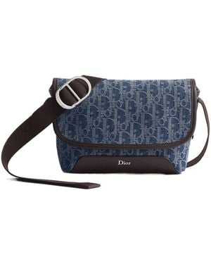 Dior Mini Jett Flap Messenger Bag - Blue