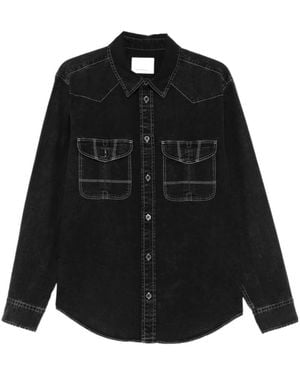 Isabel Marant Viken Western-Style Denim Shirt With Contrast Stitching - Black