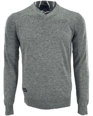 Armani Jeans V-Neck Long-Sleeved Jumper - Grey