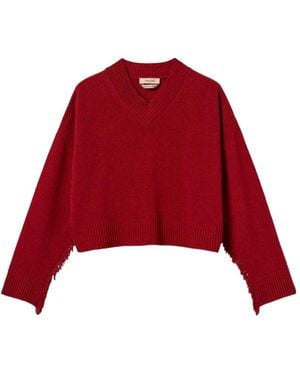 Twinset Wool Blend Jumper With Fringes - Red