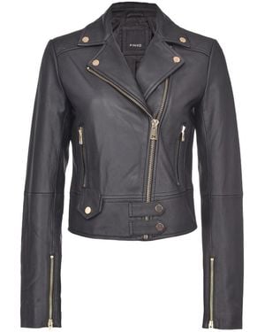 Pinko Zip Detailed Cropped Jacket - Blue